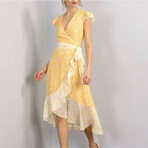 Vince Camuto Women's Printed Faux Wrap Midi Dress Size 16 BNWT